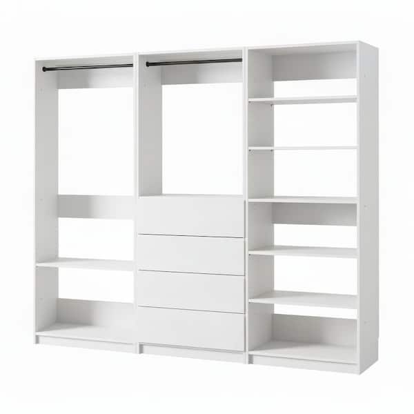 Prosper 96 in. W White Tower System Freestanding-Shelf Walk-in Wood Closet System