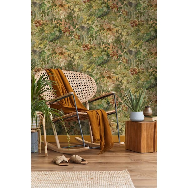 Vintage Floral Peacock Multicolored Non-Pasted Wallpaper (Covers 56 sq. ft.)