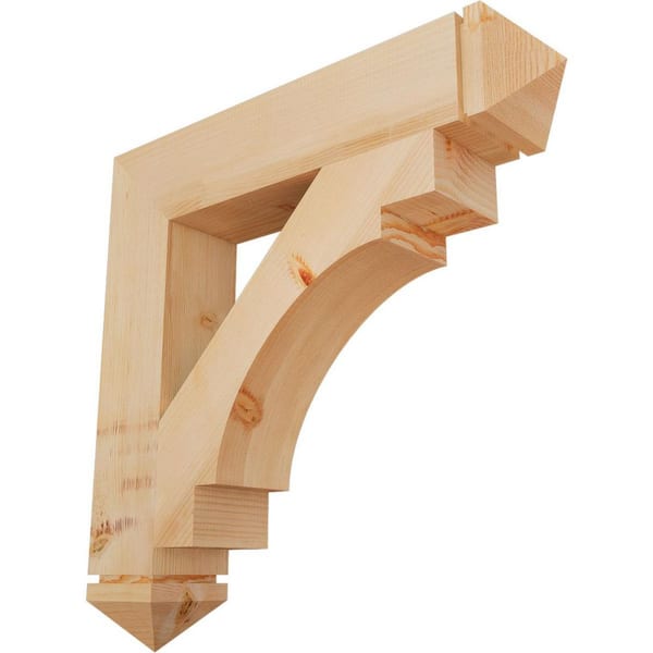 Ekena Millwork 5.5 in. x 32 in. x 32 in. Douglas Fir Merced Arts and Crafts Smooth Bracket