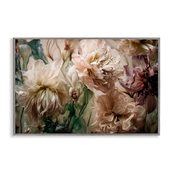 Blush Toned Flowers by Incado Gray Framed Nature Giclee Art Print 12 in. x 18 in.