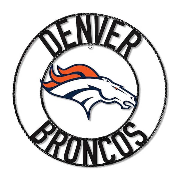 Denver Broncos 24 in. Black Wrought Wall Art with Orange and White Team Colors and Logo