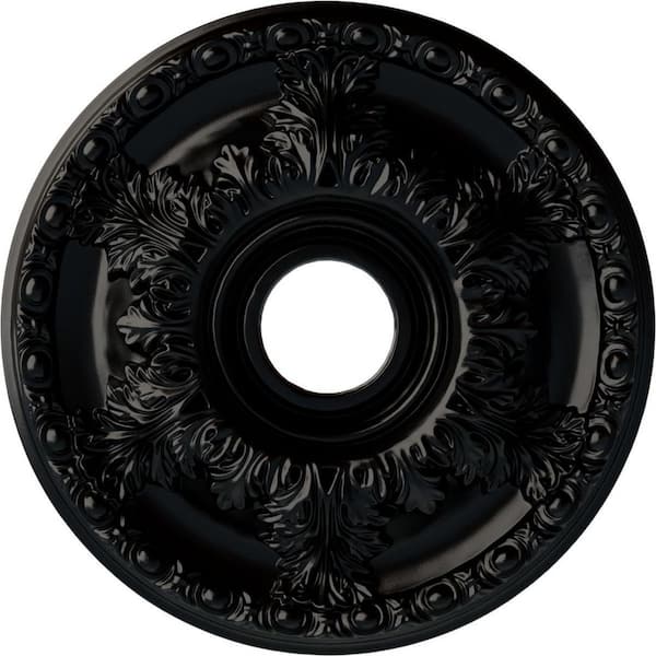 Ekena Millwork 2-1/2" x 18" x 18" Polyurethane Granada Ceiling Medallion, Hand-Painted Jet Black