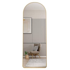 Classic 65 in. x 23 in. Golden Arched Aluminum Alloy Framed Full Length Floor Mirror