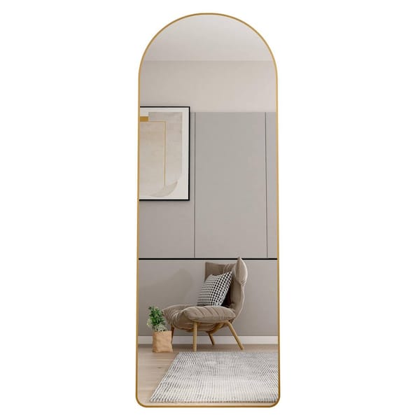Vsmile Classic 65 in. x 23 in. Golden Arched Aluminum Alloy Framed Full Length Floor Mirror