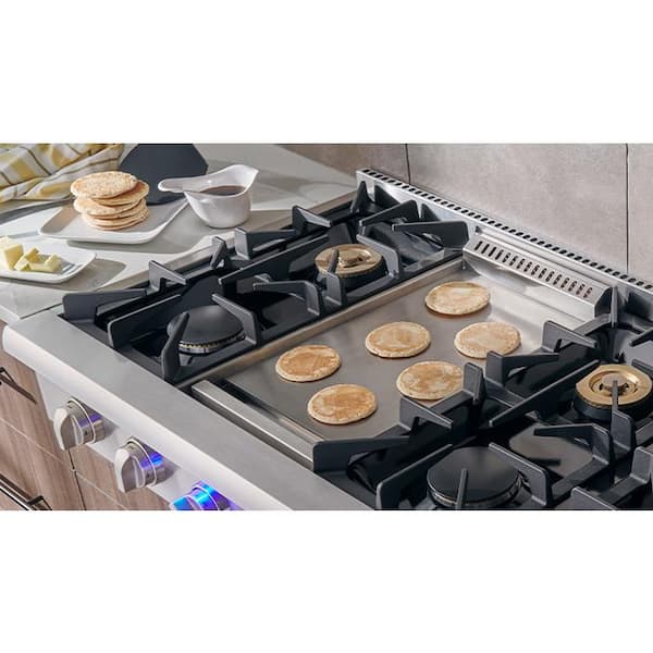 48 in. Gas Range Top in Stainless Steel with 6 Burners Including Power Burners and Griddle