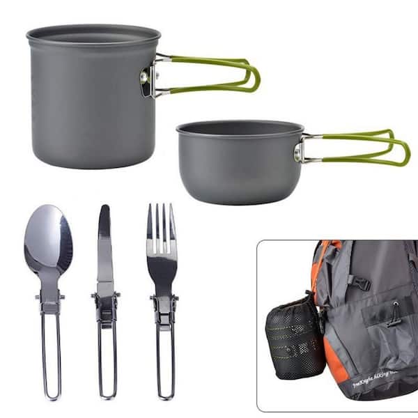 Foldable Camping Cutlery, 2 Sets Stainless Steel Camping Tableware,  Lightweight Knife Fork Spoon With Carry Bag For Camping Travel Hiking  Picnic