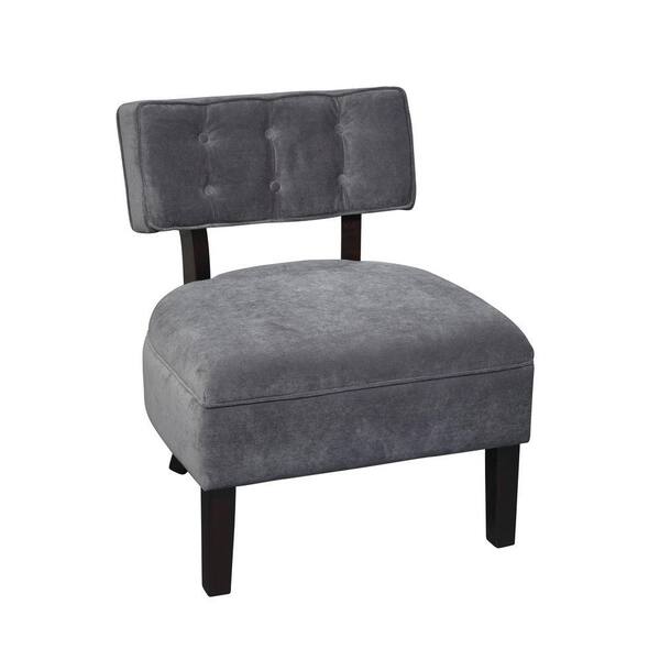 Office Star Products Curves Charcoal Velvet Accent Chair