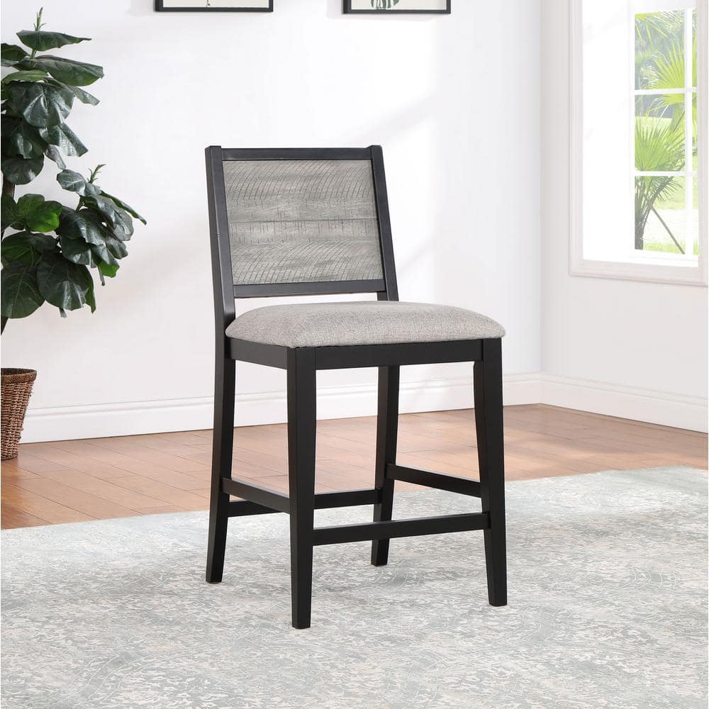 Elodie Gray Upholstered Counter Height Dining Chair with Wood Frame