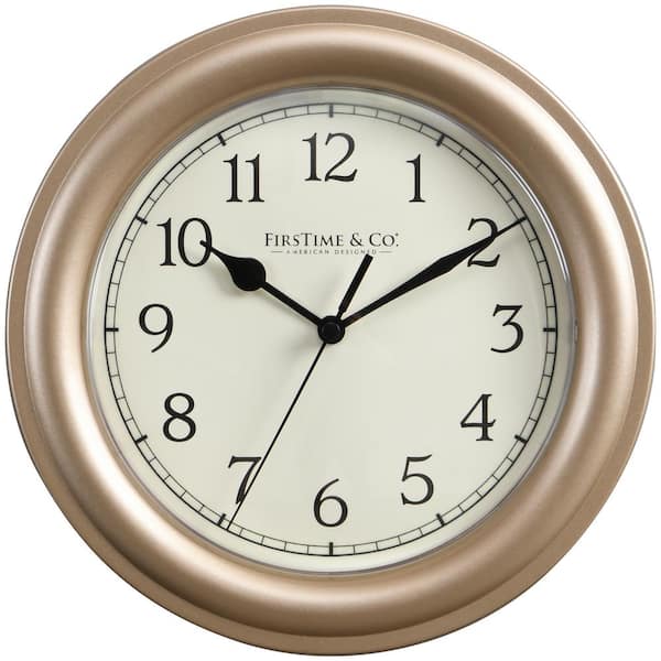 FirsTime & Co. 8.5 in. Round Champagne Essential Wall Clock