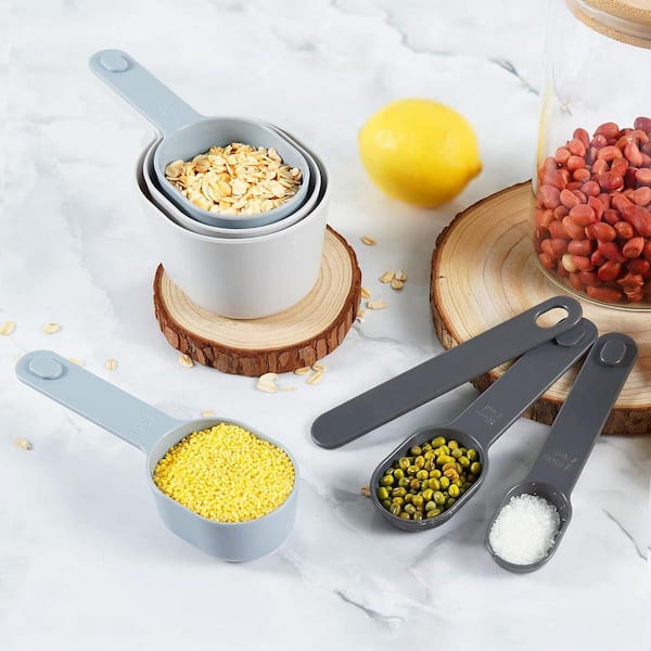 10-Piece BPA Free Plastic Measuring Spoon Cup Set with Stackable Design Lid Funnel Baking Dishwasher Safe