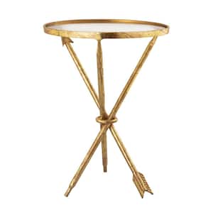 Arosa 16 in. Gold Leaf Round Metal Accent Table