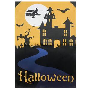 12.5 in. x 18 in. Spooky House Halloween Outdoor Garden Flag with Bats and a Witch