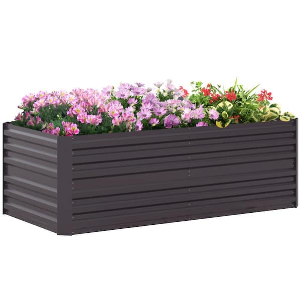 Zeus & Ruta 6 ft. x 3 ft. x 2 ft. Dark Gray Metal Galvanized Raised Garden Bed Kit, Planter Box for Vegetables, Flowers and Herbs