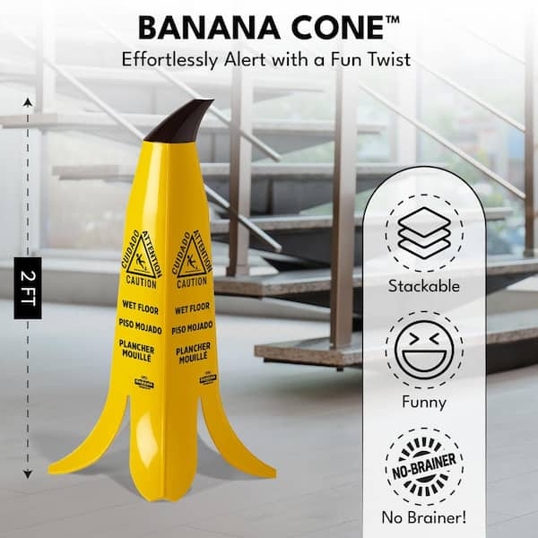 36 in. Banana Cone Multi-Lingual Caution Wet Floor Sign (5-Pack) 1105 - The  Home Depot