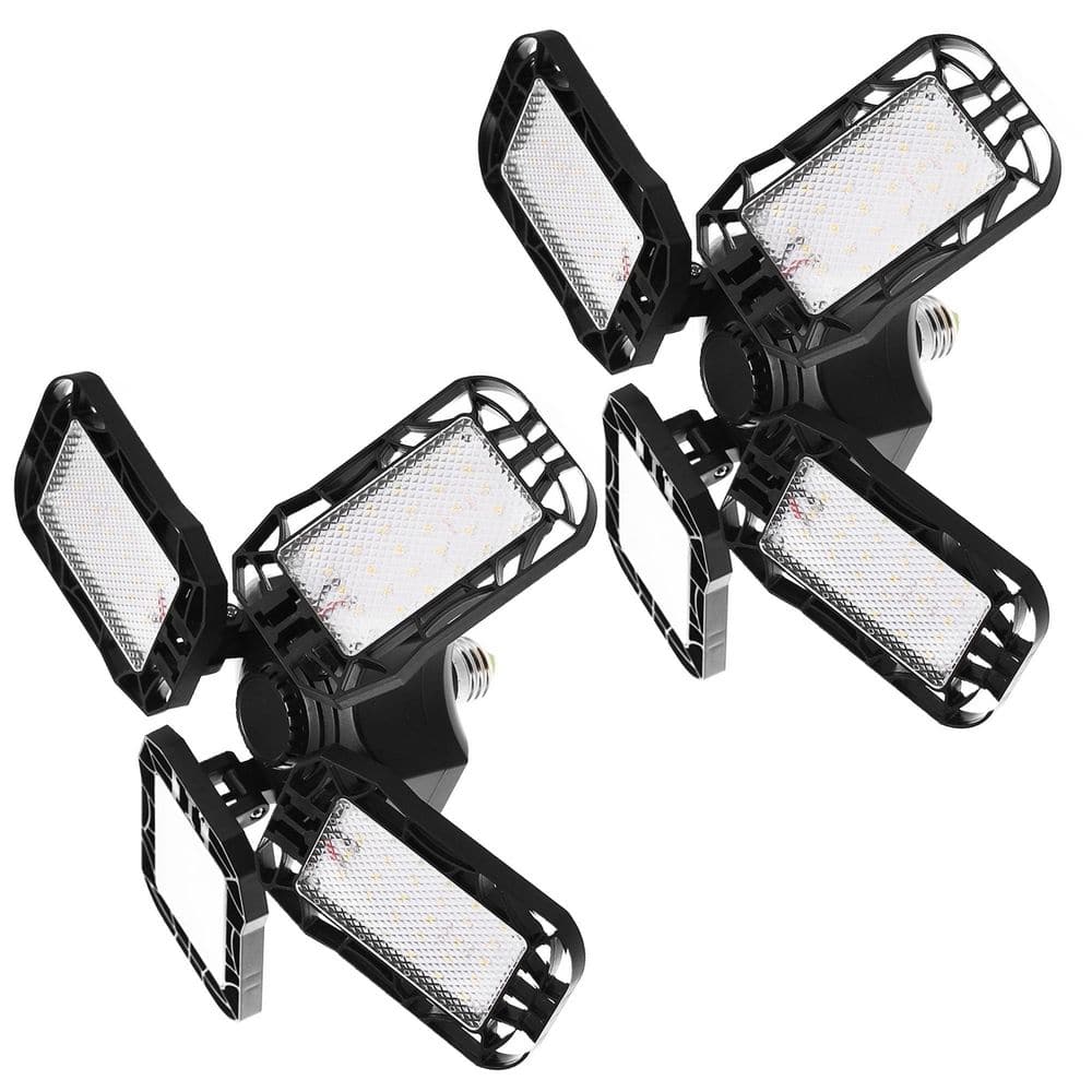 YANSUN 80-Watt Black Deformable LED Adjustable Garage Light Semi-Flush  Mount Lighting, 4-Leaf 6000K Daylight White (2-Pack) H-GL00501E26 - The  Home Depot