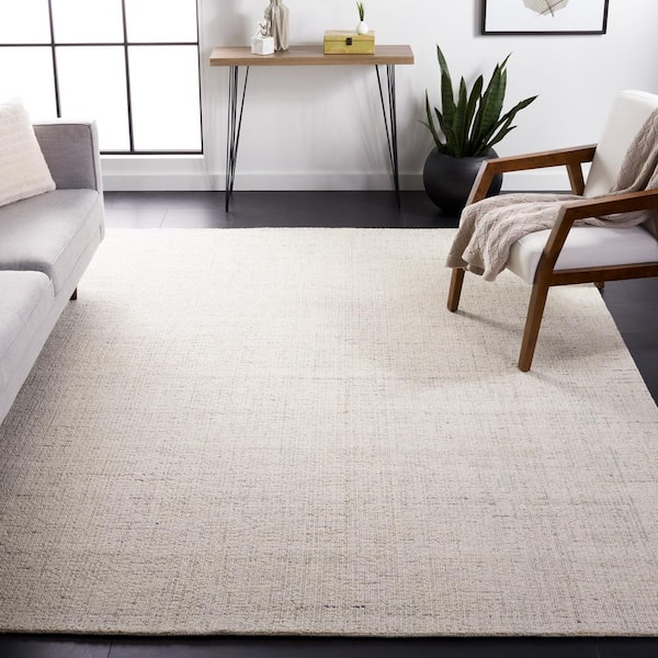 Abstract 10 ft. x 10 ft. Square Ivory/Light Gray Speckled Area Rug