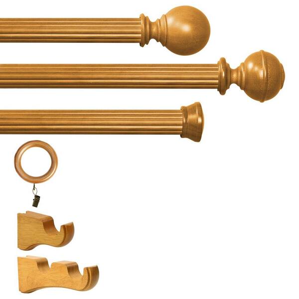 Drapery Curtain Wood Large Double Bracket for 2" Rod Set of 2 Gold