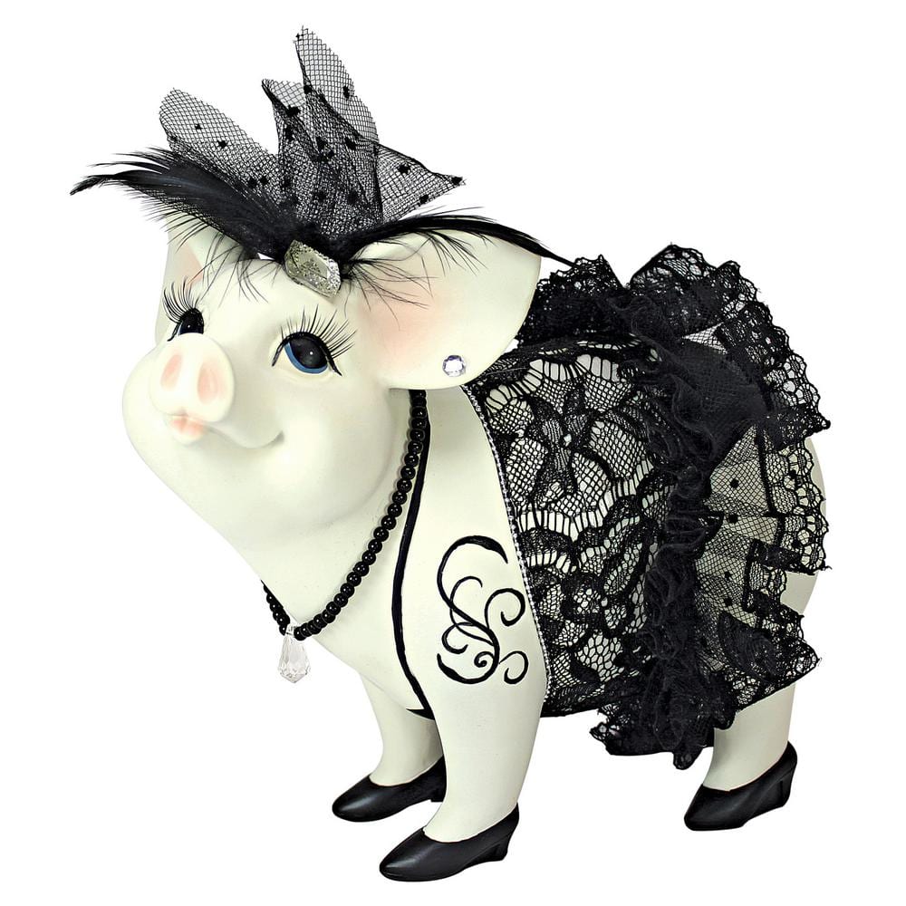 Madame Pig Resin Statue with Lace and Beads