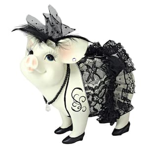 7 in. H Lace and Lard Madame Pig Statue