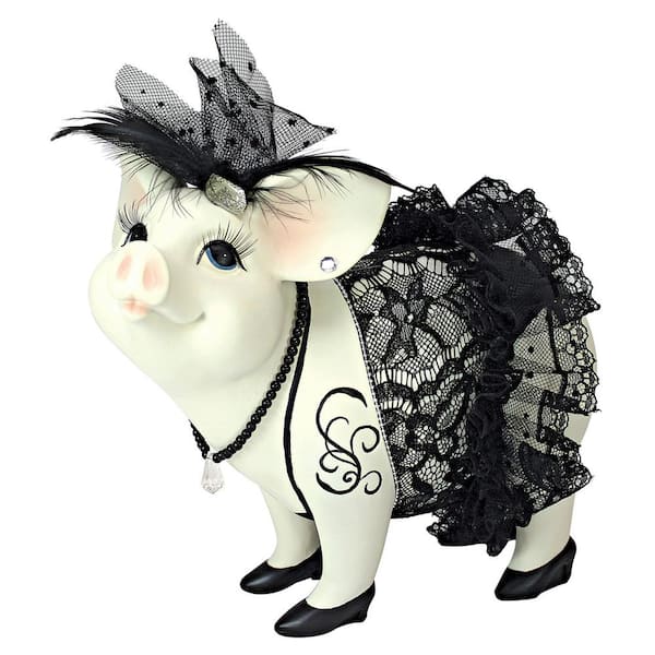Design Toscano 7 in. H Lace and Lard Madame Pig Statue