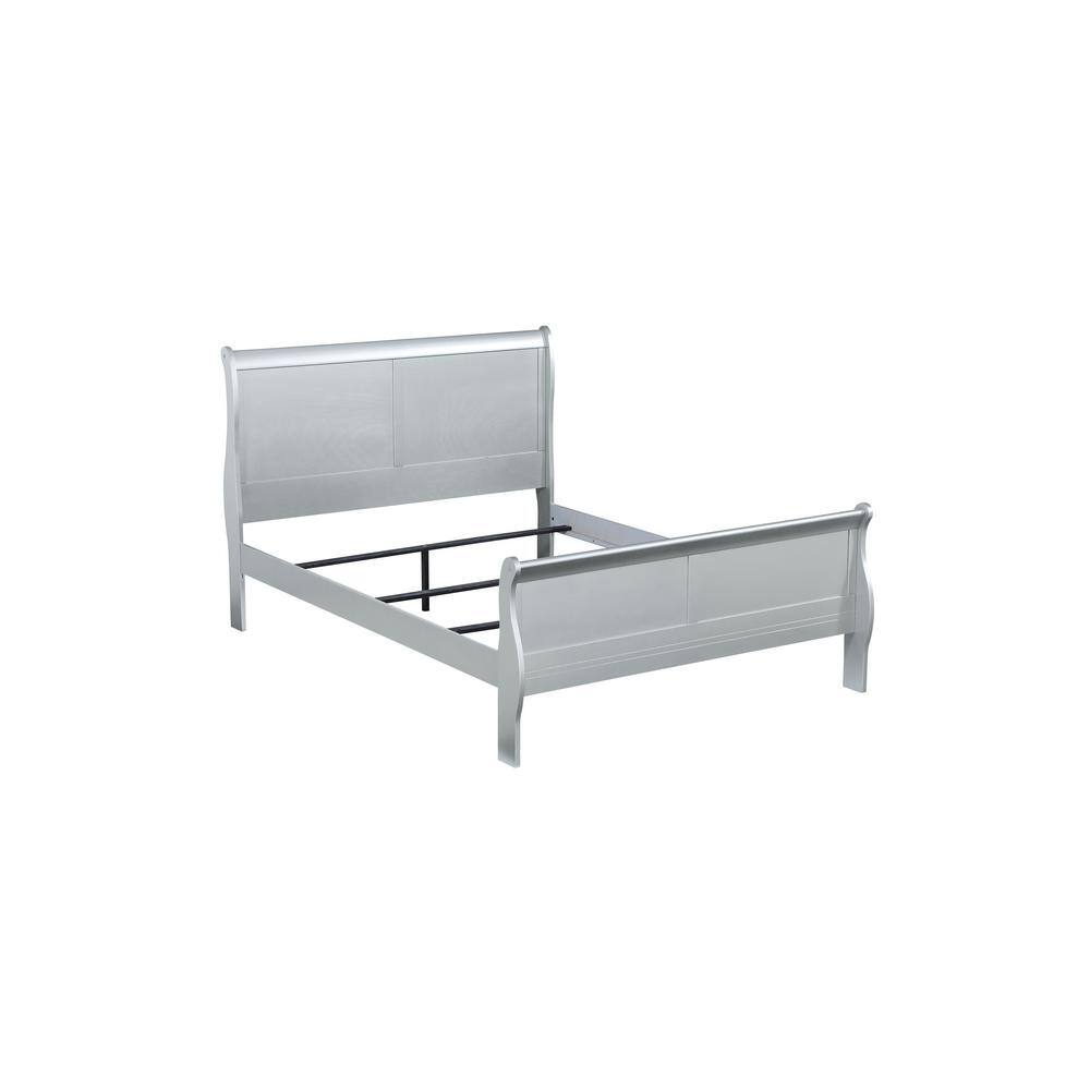 Platinum Full Wood Frame Sleigh Bed with Drawers