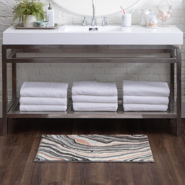 Serpentine 21 in. x 34 in. Pink Polyester Machine Washable Bath Mat