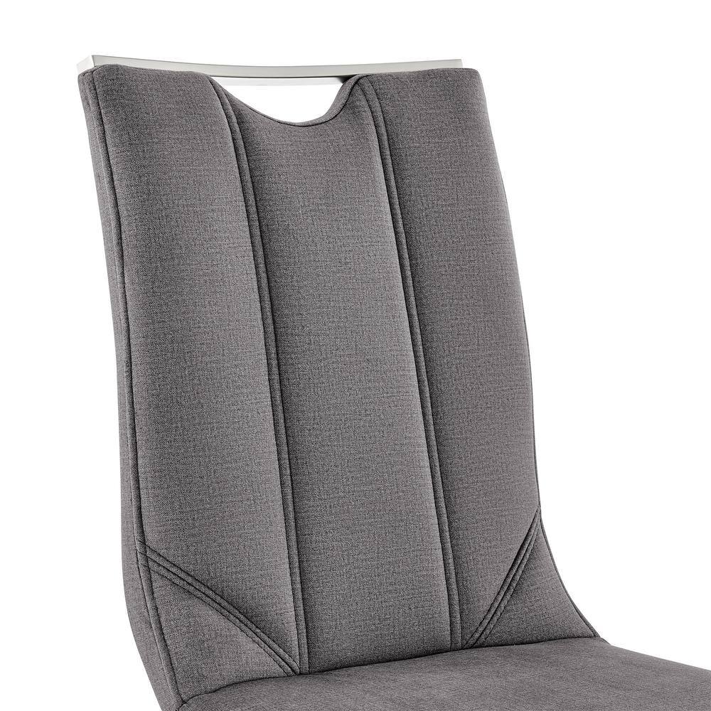 Gray Faux Leather Parsons Side Chair with Metal Frame