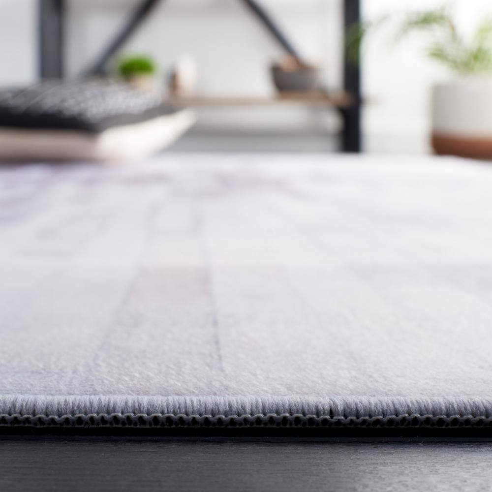 Gray Faux Fur Rectangular Washable Area Rug