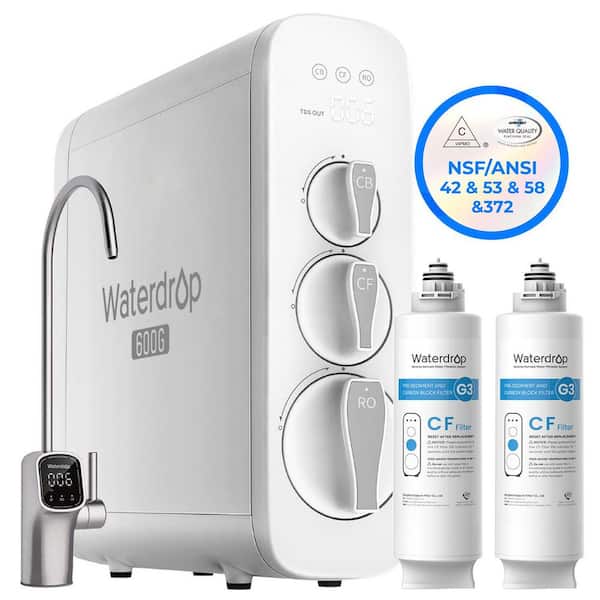 G3P600 8-Stage NSF Certified Reverse Osmosis Water Filtration System, Under-Sink Water Filter, Extra CF-2 Filter