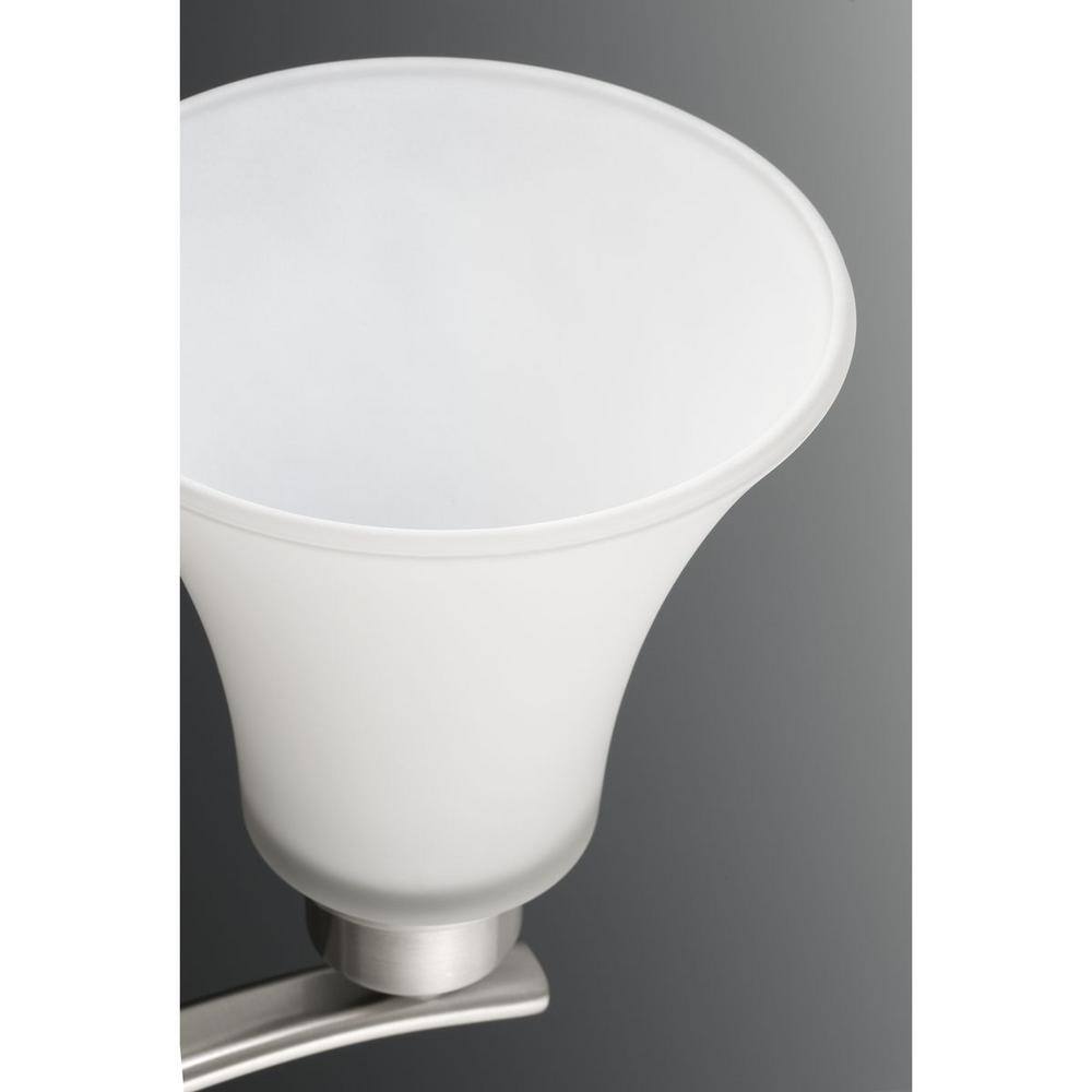 Brushed Nickel 4-Light Bath Fixture with White Etched Glass Shades