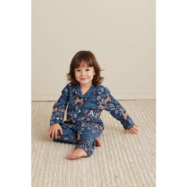 Company Cotton Family Flannel Sleep And Access Unisex 5 Navy Multi Pajama Set