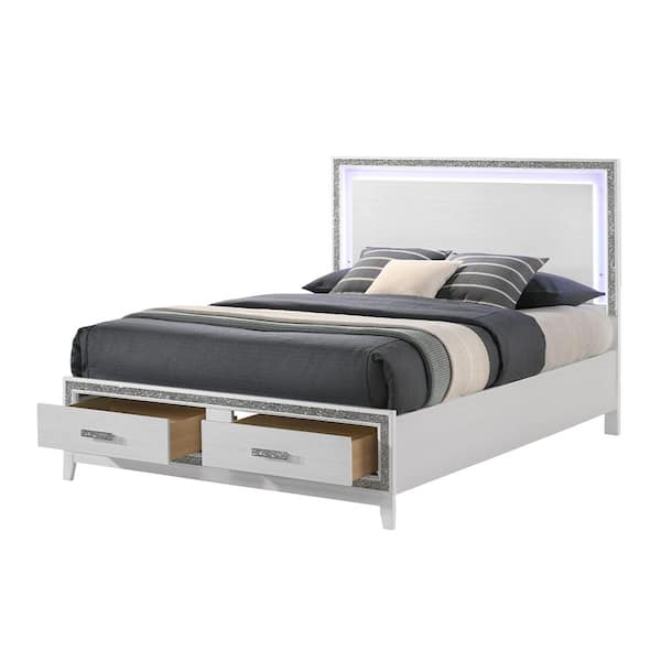 Acme Furniture Haiden White Finish Wood Frame Queen Panel Bed
