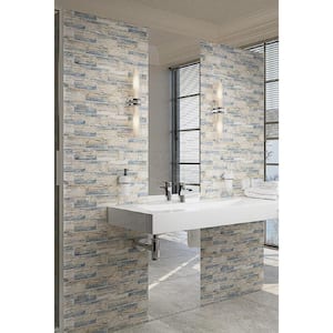 Blue Beige 11.5 in. x 11.5 in. Matte Finished Subway Recycled Glass Mosaic Tile (9.18 sq. ft./Case)