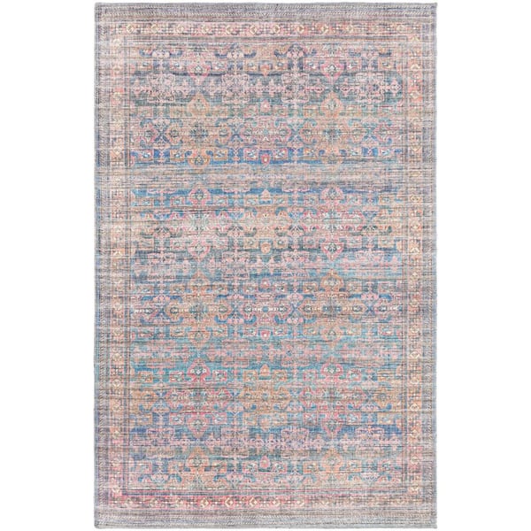 Unique Loom Nostalgia Bliss Antique Blue 4 ft. x 6 ft. Machine Washable Area Rug