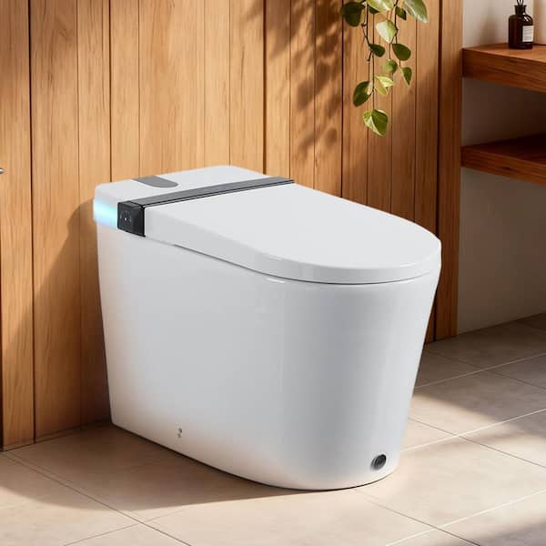 Tankless Elongated Smart Toilet Bidet in White with Auto Open and Close, Instant Warm Water, 1.1/1.6 Gal Per Flush