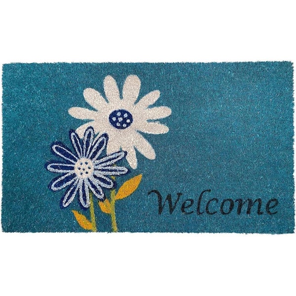 Home Threads Doormat HomeRoots Multi-Colored 29 in. x 17 in. Coir Non-Slip Indoor / Outdoor ...