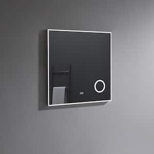 Illuminate 30 in. W x 30 in. H Small Rectangular Aluminum Framed Wall Bathroom Vanity Mirror in Glass