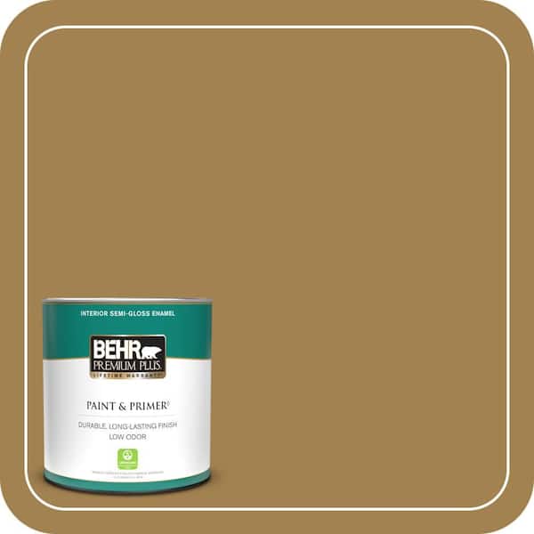 BEHR PREMIUM PLUS 1 qt. #340F-7 Woven Basket Semi-Gloss Enamel Low Odor Interior Paint & Primer