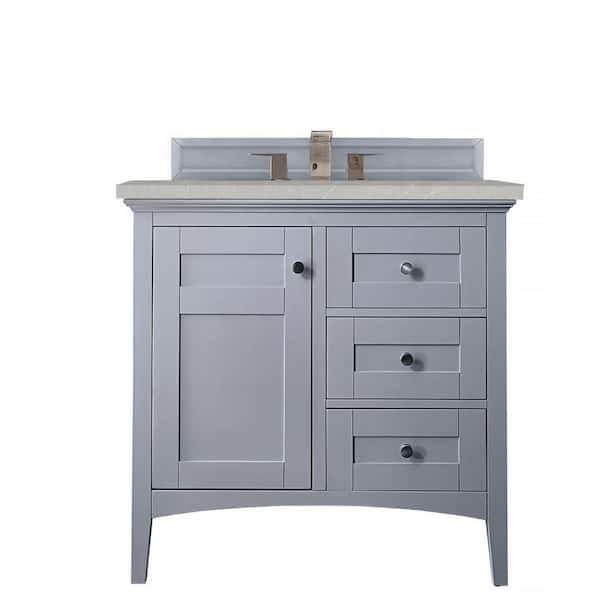 James Martin Vanities Palisades 36 in. W x 23.5 in. D x 35.3 in. H Bath Vanity in Silver Gray with Eternal Serena Quartz Top