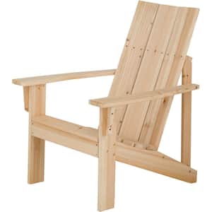 36.5 in. H Natural Colored Wooden Modern Adirondack Chair, Patio Furniture, Patio Chair, Porch Furniture
