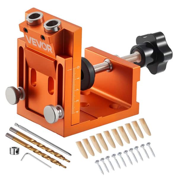 Pocket Hole Jig Kit, 0.47 to 1.89 in. Adjustable, Jig Pocket Hole System with Step Drill, Hex Wrench, Drill Stop Ring