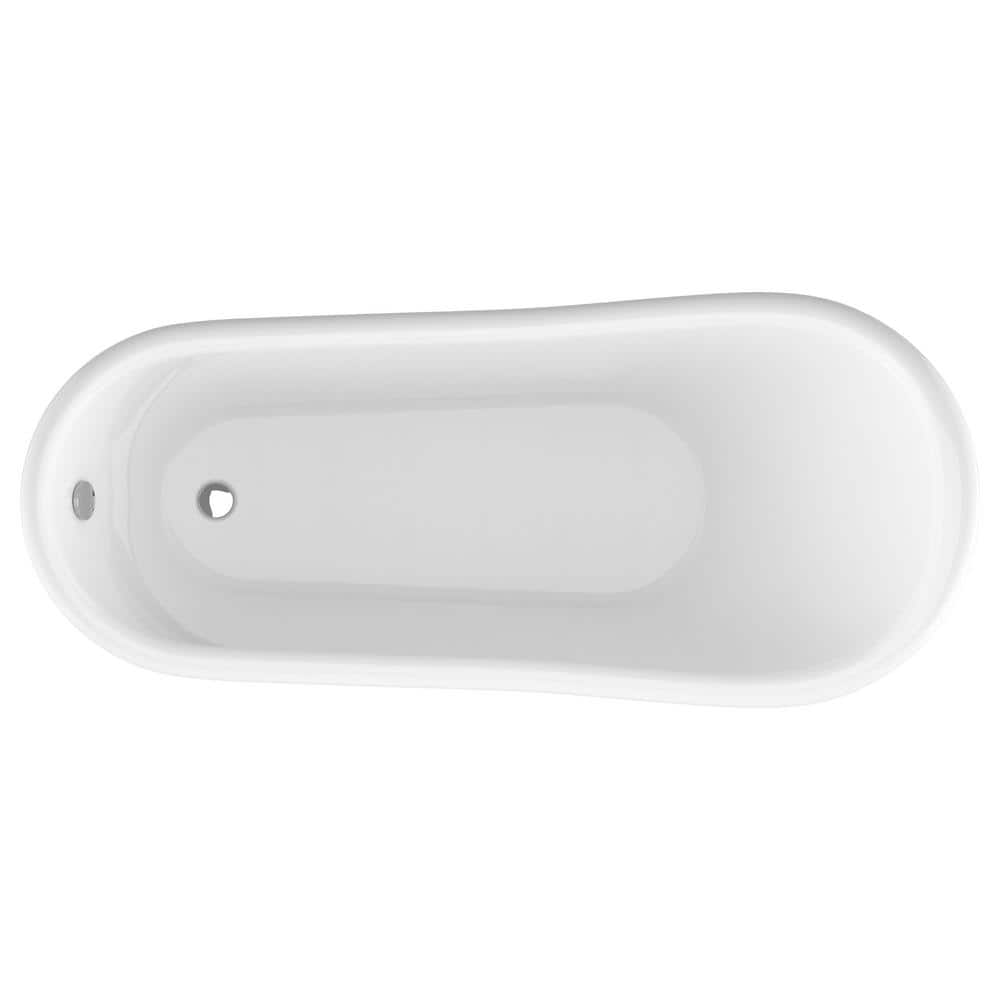 67'' White Acrylic Slipper Clawfoot Tub with Chrome Feet