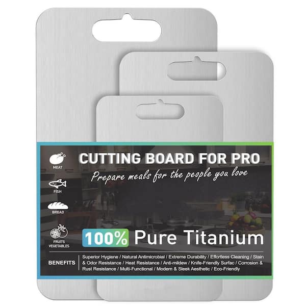 16 in. x 10 in. Rectangular Titanium Cutting Board Set of 3, Double Sided Non Toxic Cutting Board for Kitchen