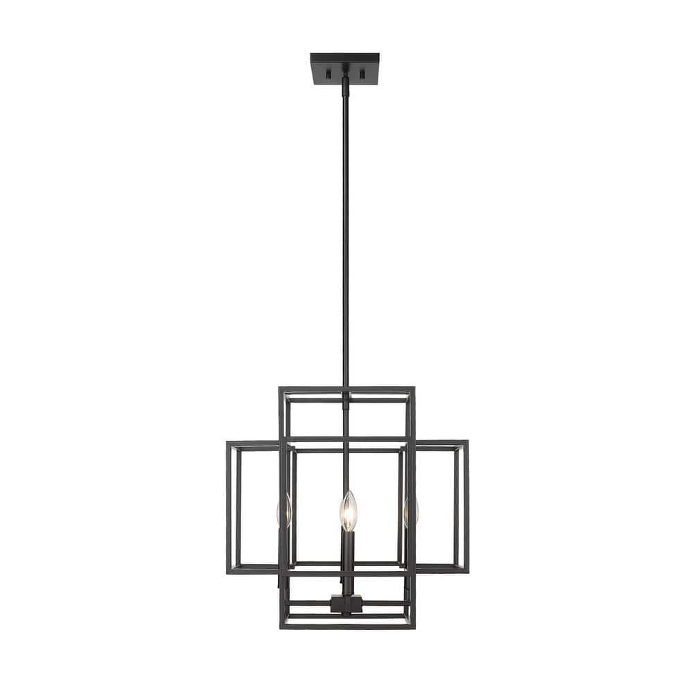 Titania Matte Black Geometric Steel 4-Light Pendant