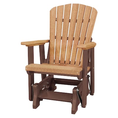 All Poly 27 in. 1-Person Tudor Brown and Cedar Plastic Fan Outdoor Back Glider