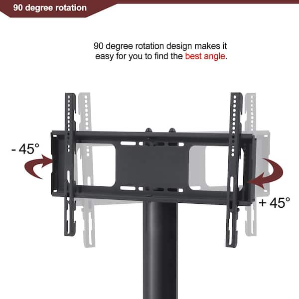 43 in. W Black Bracket Swivel Multi-function TV Stand Fits TV's up to 65 in. with 3-Tier Shelves