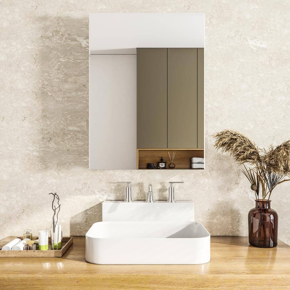 20 in. W x 26 in. H Small Rectangular Silver Aluminum Recessed/Surface Moun