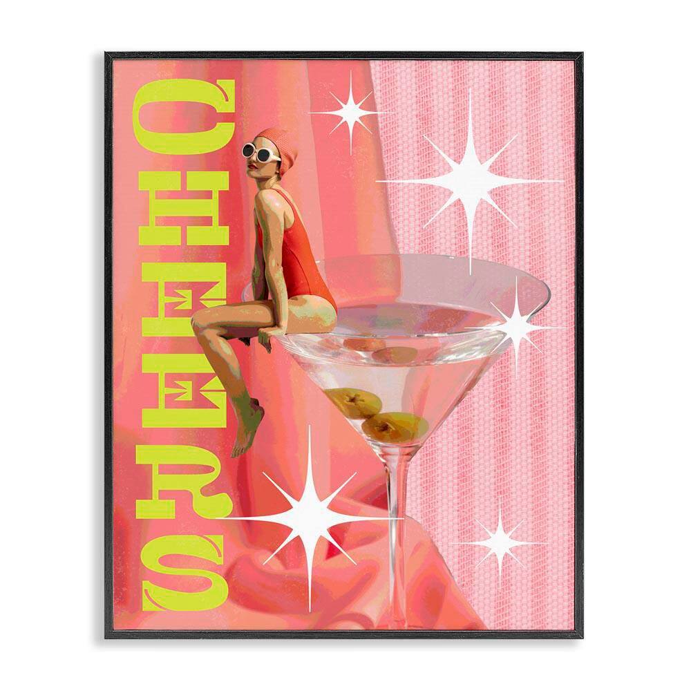 Cheers Retro Drink & Swimmer by Daphne Polselli Black Framed Food Giclee Art Print 20 in. x 16 in. price history on PriceWatchPro