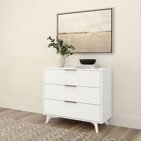 PLANK+BEAM Haven White 3 Drawer 37 in. Wide Chest of Drawers Dresser 3100213000-002 PLANK+BEAM Haven White 3 Drawer 37 in. Wide Chest of Drawers Dresser 3100213000-002