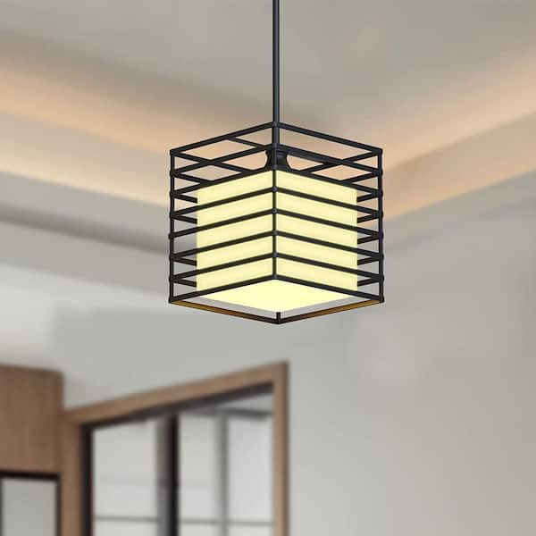 mieres Modern 1-Light Black Pendant Light with Steel Frame